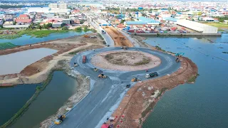 New Road​ Construction Technical Skills, Paved with gravel and stones, Action Bulldozer