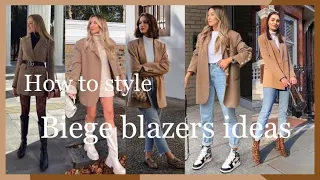 Outfits beige blazer ideas |2024| how to style biege blazer ideas  /lookbook blazer 2023 ideas
