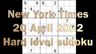 Sudoku solution – New York Times sudoku 20 April 2022 Hard level