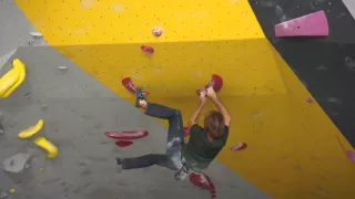 Chris Sharma and Alex Puccio climb the Red Problem at the ProLo Event at Momentum Lehi