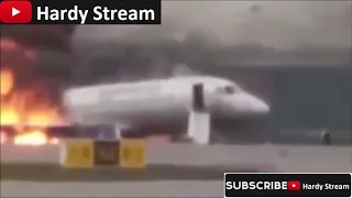 Burning plane in Moscow / Sukhoi Superjet 100 / Sheremetyevo airport