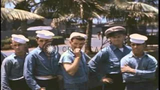 US submarine crews and Japanese prisoners of war disembarking at Pearl Harbor, du...HD Stock Footage