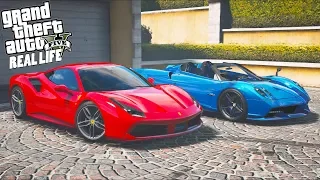 ГТА 5 Реальная Жизнь №278 ДРУГ КУПИЛ КРУТОЙ СУПЕРКАР. ТЕСТИРУЕМ FERRARI 488 И PAGANI HUAYRA