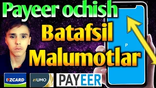 PAYEER hamyon ochish va Identifikatsiya qilish create account Payer kasholok Koshelek pul ishlash UZ