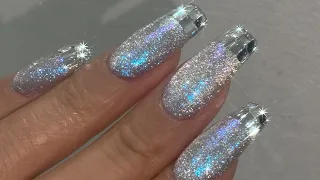 sub) 셀프네일 💕 손톱 어디서 했어? 얘기 100번 듣는 네일아트🎇 nail art / clear nails / ice nails / aurora / glass nails