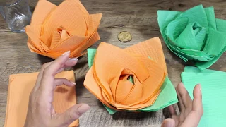Hacer flores de  papel (servilletas) para decorar mi mesa