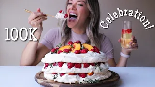 Pavlova Layer Cake from Great British Bake Off MUKBANG | Thanks for 100K!!!