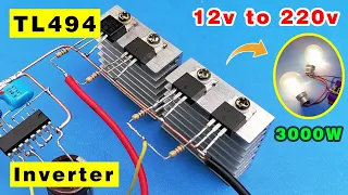 How to make a Powerful Inverter 12v DC to 220v AC using TL494, 50hz 60hz Invereter