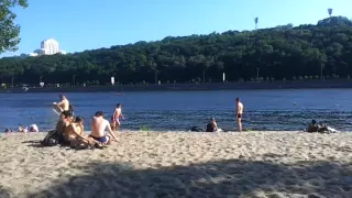 Beach on Trukhaniv island looking towards right bank Kiev