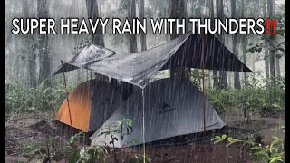 ⚡️NOT SOLO CAMPING • VERY HEAVY RAIN WITH POWERFUL THUNDERSTORM‼️THUNDERSTORM, FLOOD & RAIN STORM‼️