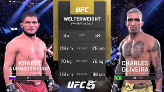 Khabib Nurmagomedov vs Charles Oliveira Full Fight - UFC 5 Fight Of The Night