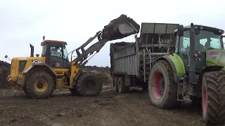 Hnojení a orba u Petrovic, ZEMSPOL Sloup, traktory CLAAS a CASE, nakladač JCB, podzim na poli