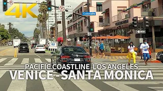 VENICE BEACH SANTA MONICA - Driving Pacific Coastline, Los Angeles, California, USA, 4K UHD