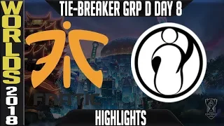 FNC vs IG Tie-Breaker Highlights | Worlds 2018 Group D Day 8 | Fnatic(EULCS) vs Invictus Gaming(LPL)