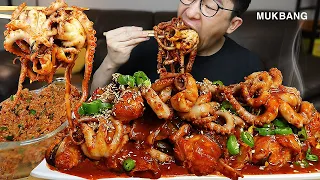 ASMR MUKBANGㅣSteamed Monkfish With Raw OctopusㅣEATING SHOW