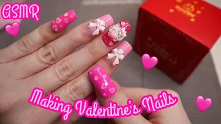 ASMR | Make A Valentine’s Day Themed Nail Set With Me 💗🎀
