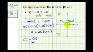 Ex: Solve cos(x)=a Using a Calculator (negative a)