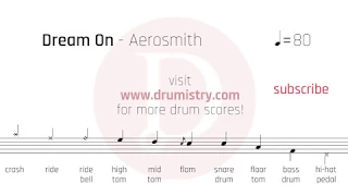 Aerosmith - Dream On Drum Score
