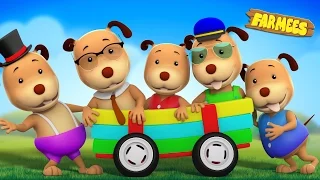 Five Little Dogs | Dog Song | Nursery Rhymes For Children by Farmees