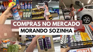 COMPRAS DO MÊS NO SUPERMERCADO MORANDO SOZINHA 🛒❤️ | Inara Souza