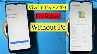 Vivo Y02s Frp Bypass Android 12 Without Pc | Vivo V2203 Google account bypass