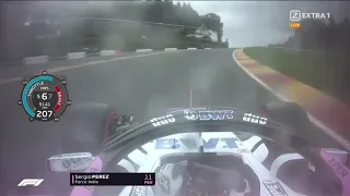 F1 2018 Sergio Perez Spa - Big Save in Eau Rouge Onboard | With Telemetry