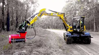 JCB Hydradig Wheeled Excavator with Fecon FMX36 Forestry Mulcher - Hunter JCB