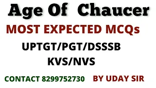 Age Of Chaucer II Important MCQs II History Of English Literature II  By Uday Sir