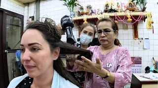 Extraordinario LAVADO y SECADO de CABELLO a cuatro manos en el Barrio Chino de Bangkok 💆🏼‍♀️