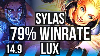SYLAS vs LUX (MID) | 79% winrate, 6 solo kills, 46k DMG, Godlike, 20/5/7 | BR Master | 14.9