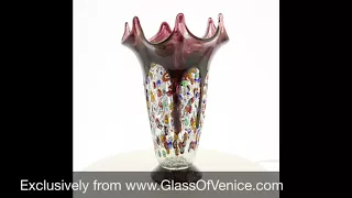 Murano Millefiori Art Glass Fazzoletto Vase