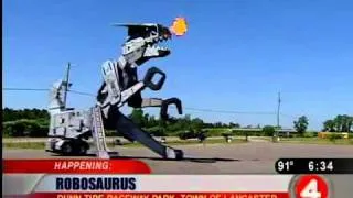 Robosaurus crushes SUV's like toy cars
