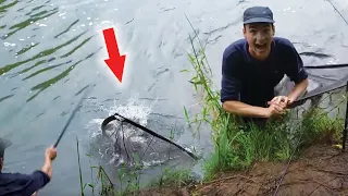 Huge fish broke my net - so I jumped in to get it!