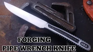 Pipe Wrench Forged Into A Beautiful Knife