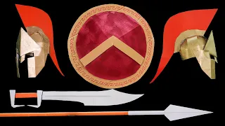 04 DIY Spartan Sword /Spear /Helmet /Sheild || Origami paper Weapon