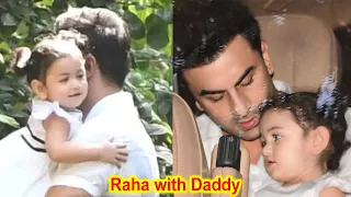 Raha Kapoor with Dotting Daddy Ranbir & Alia Bhatt Twin in White, Ranbir & Raha Bond Steals the Show