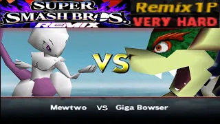 Smash Remix HD Textures Gameplay - Remix 1p Mode Mewtwo (Very Hard)