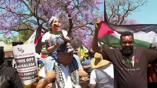 Pro-Palestinian protest led by South Africa’s ANC held outside Israeli embassy