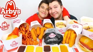 My Little Brother Tries Arby's For The First Time • MUKBANG