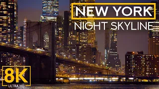 Shining Night Skyline of New York City in 8K -  Best Night City Views accompanied by Jazz Music