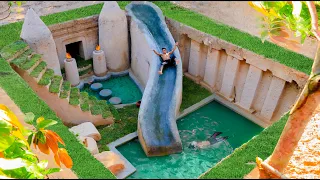 Building Cave Platinum Water Slide To Underground Swimming Pool With Private Living Room