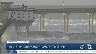 High surf causes more damage to Ocean Beach pier