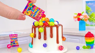 Satisfying Miniature Rainbow Cake Decorating With HARIBO Candy | Best Of Miniature Cake Recipe Idea