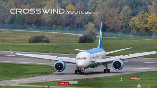 Uzbekistan Airways B787 Crosswind Landing Zurich Airport 26.10.2023