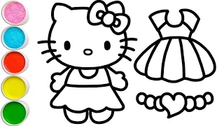 Cute Hello kitty writing with pencil ✏ drawing 🎨 and colouring for kids and toddlers@Shapeoholic1