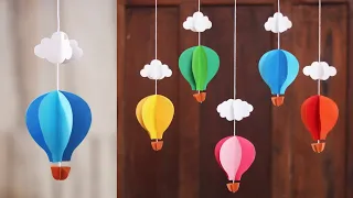 Easy 3D Paper Hot Air Balloon Craft  - DIY paper wall decoration ideas