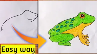 Frog drawing easy step by step / How to draw frog easy way / Drawing Frog easily