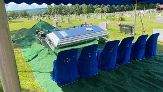 Funeral set up using The Wilbert Way lowering device