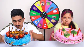 تحدي تزيين الكيك 🎂 بعجلة الحظ الغامضة شفا ضد عبود 😂 Mystery Wheel of decorating cake Challenge