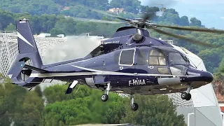 Airbus Helicopters H155 & Eurocopter EC130 landing at Cannes airport